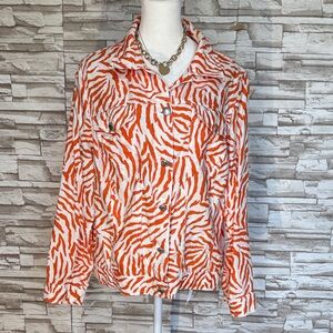 Lucy & Laurel Woman 1X Orange and white Zebra Patterned Jacket